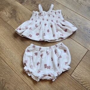 3-6 Girls Terry Cloth Coral Print Set